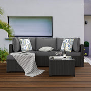 Patio Furniture Set Outdoor Sectional Sofa with Ottoman Wicker Couch Rattan Modular