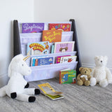 Supersized Wood Toy Storage Organizer with Book Rack Storage Bookshelf (Espresso/White)