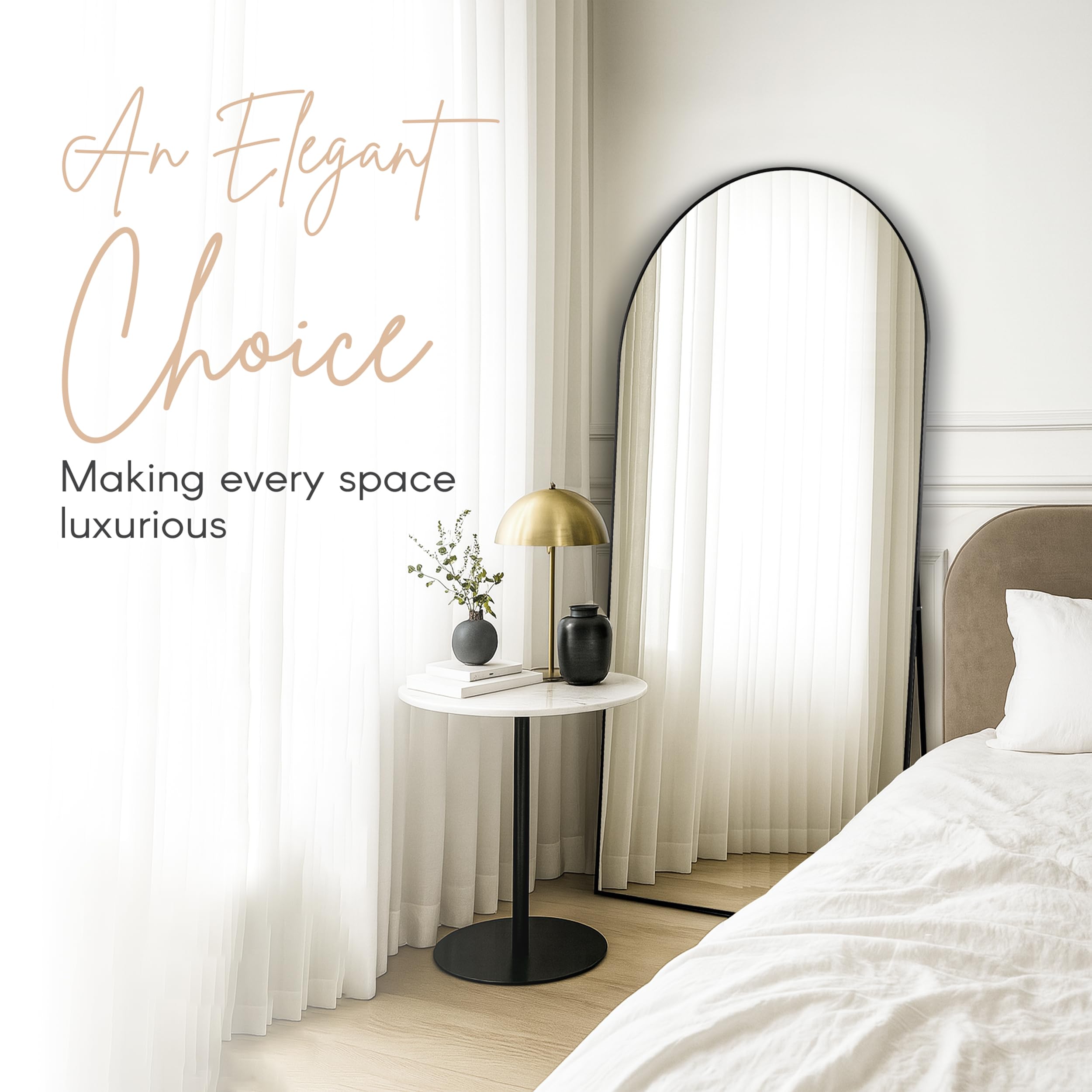 79x39 Arched Full Length Floor Mirror - Black Steel Frame