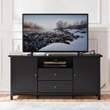 Black TV Stand with Drawers for TVs up to 65 Inch, Media Entertainment Center