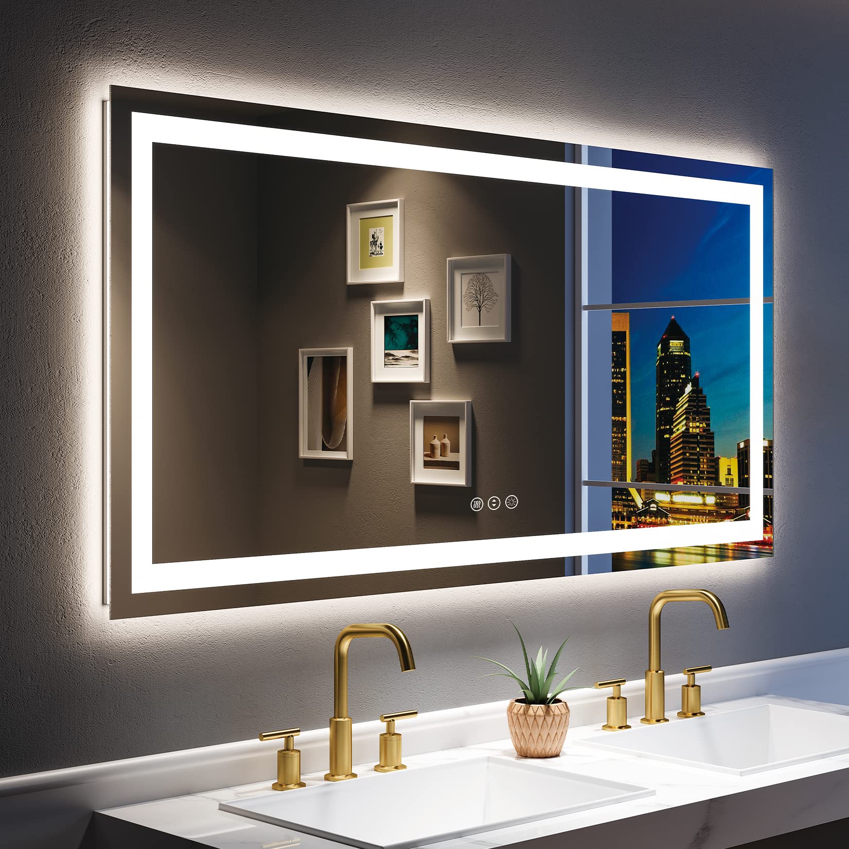 Lights Front and Backlit Lighted Vanity Mirror for Bathroom Wall