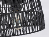 Coastal Black Woven Flush Mount Light Fixture Rustic Industrial Hemp Rope Round Flush