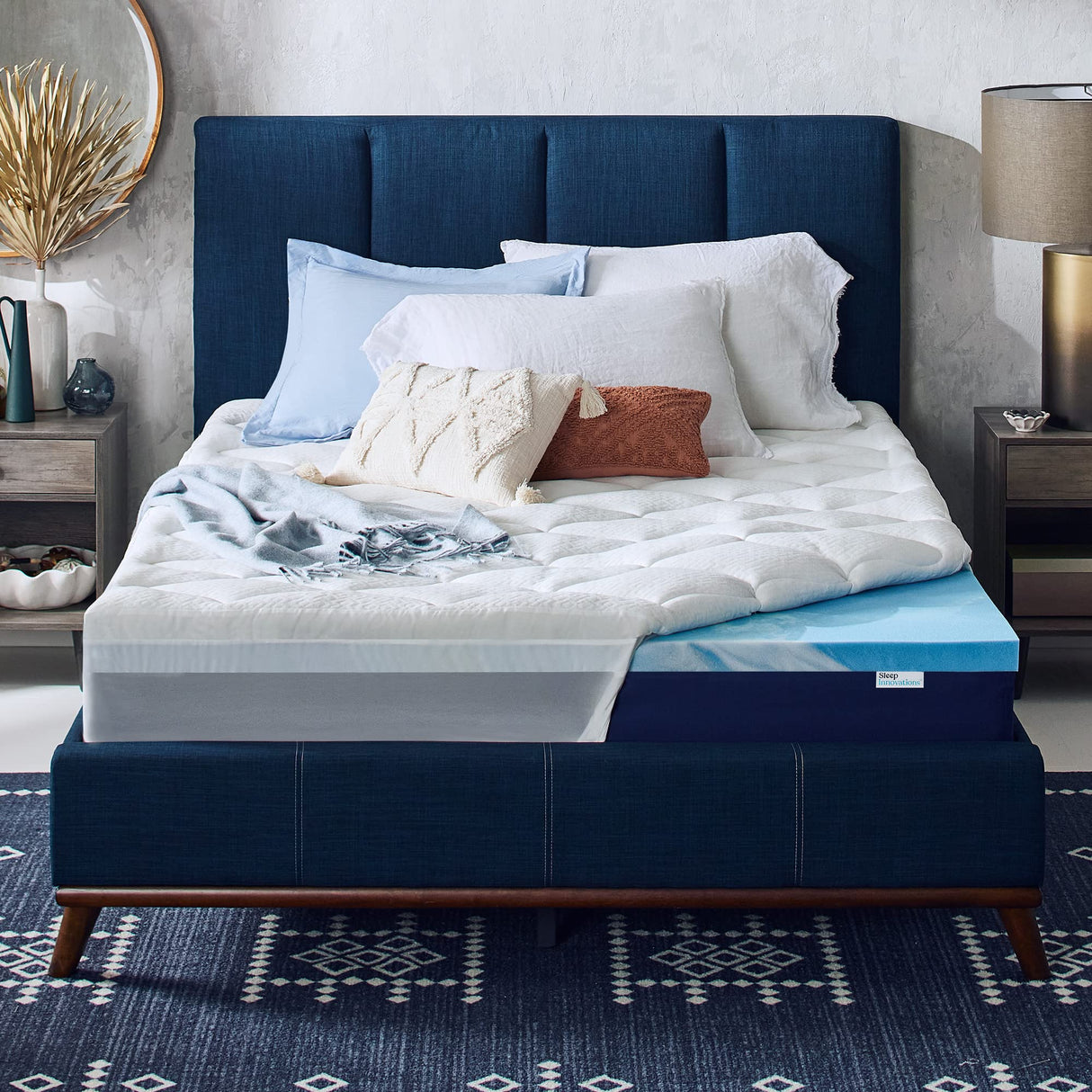 Cooling Comfort Gel Memory Foam Dual Layer Mattress Topper, 4 Inch, King Size