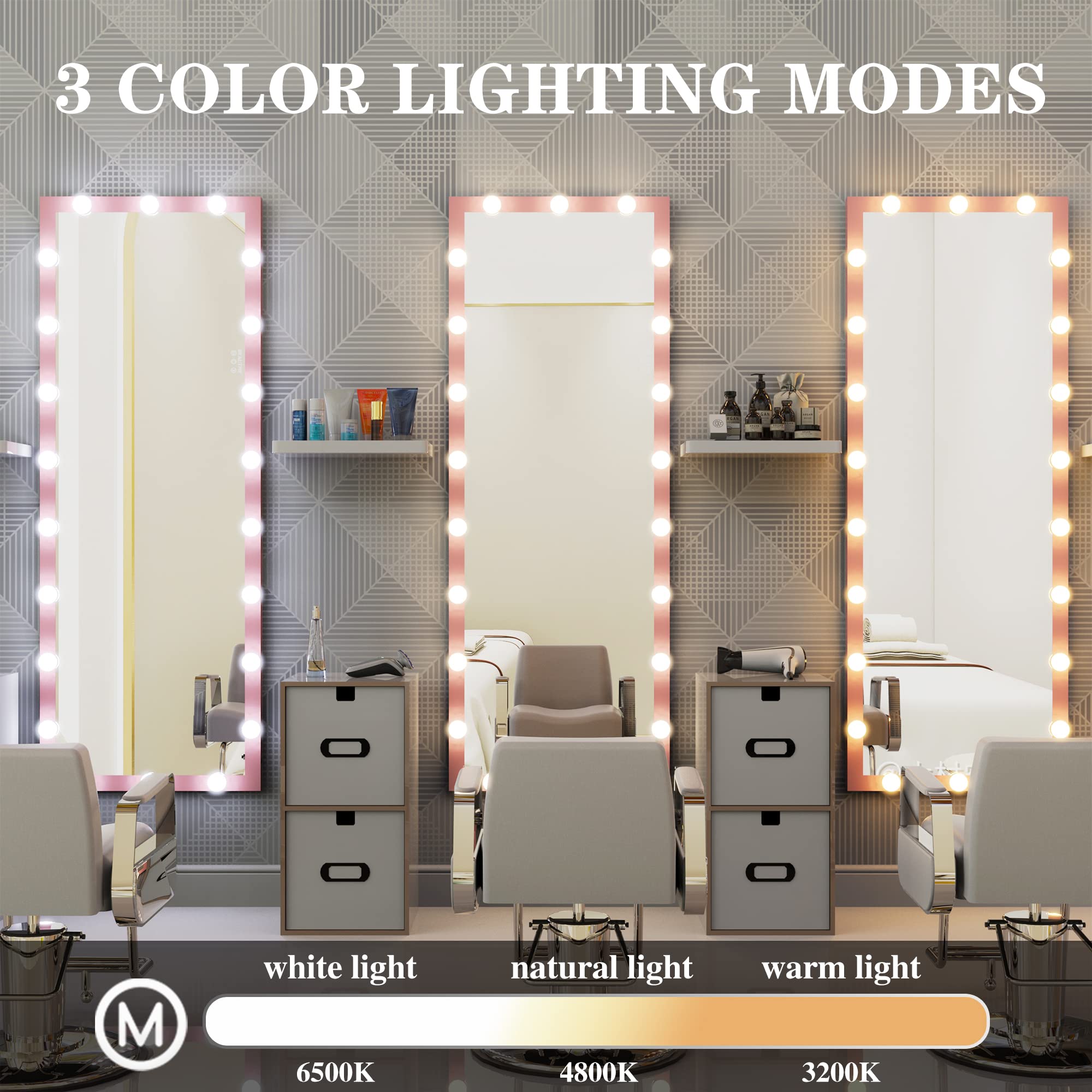 65" x 24" LED Full Length Mirror - Dimmable Standing & Wall Mount
