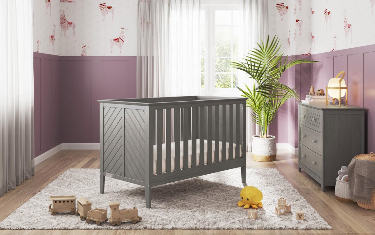 Child Craft Atwood 3-in-1 Convertible Crib, Baby Crib Converts to Day Bed, Toddler Bed, 3 Adjustable Mattress Positions, Non-Toxic, Baby Safe Finish (Lunar Gray)