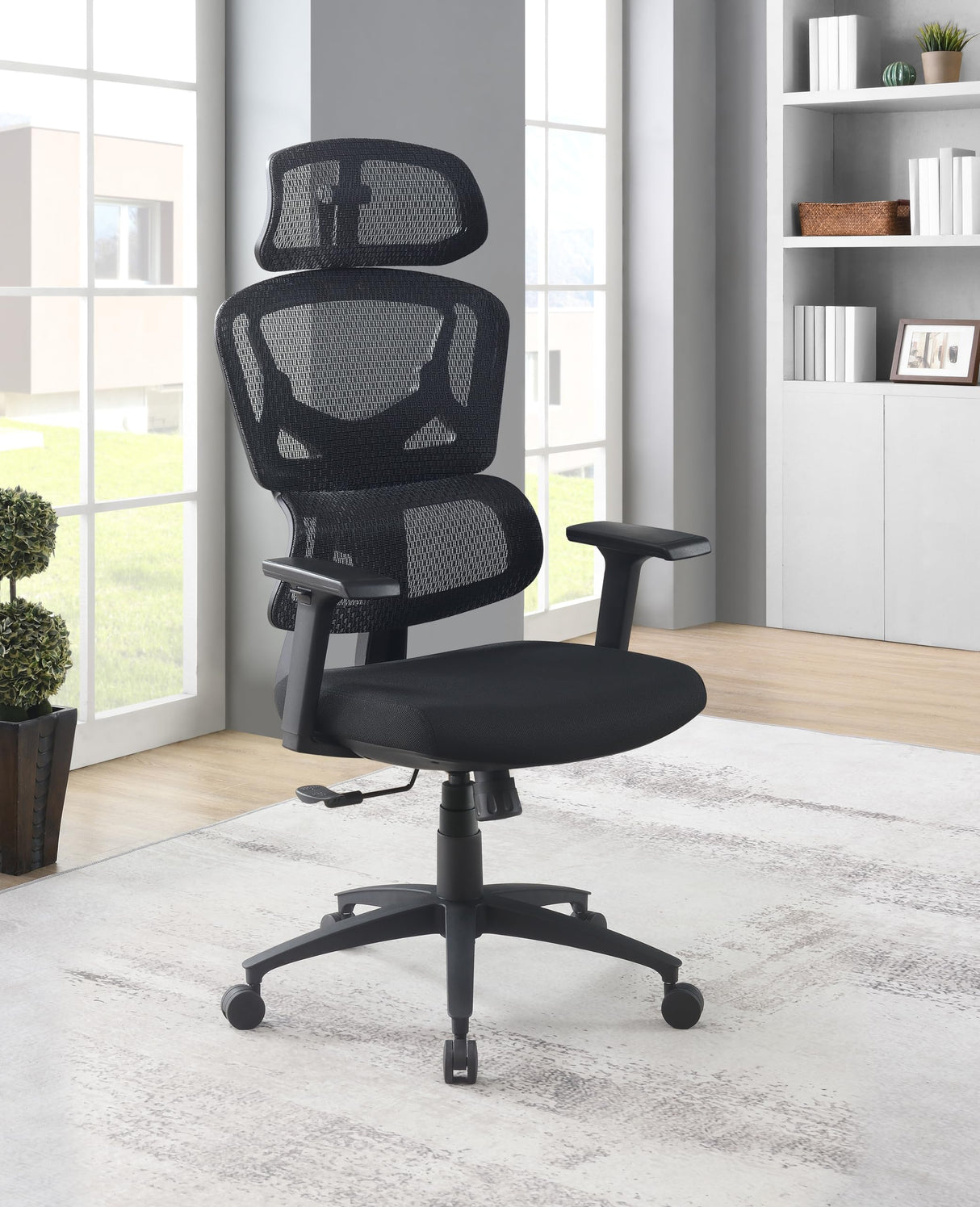 Executive Seating Mesh Back with Fabric Seat Manager's Office Chair, Adjustable Arms