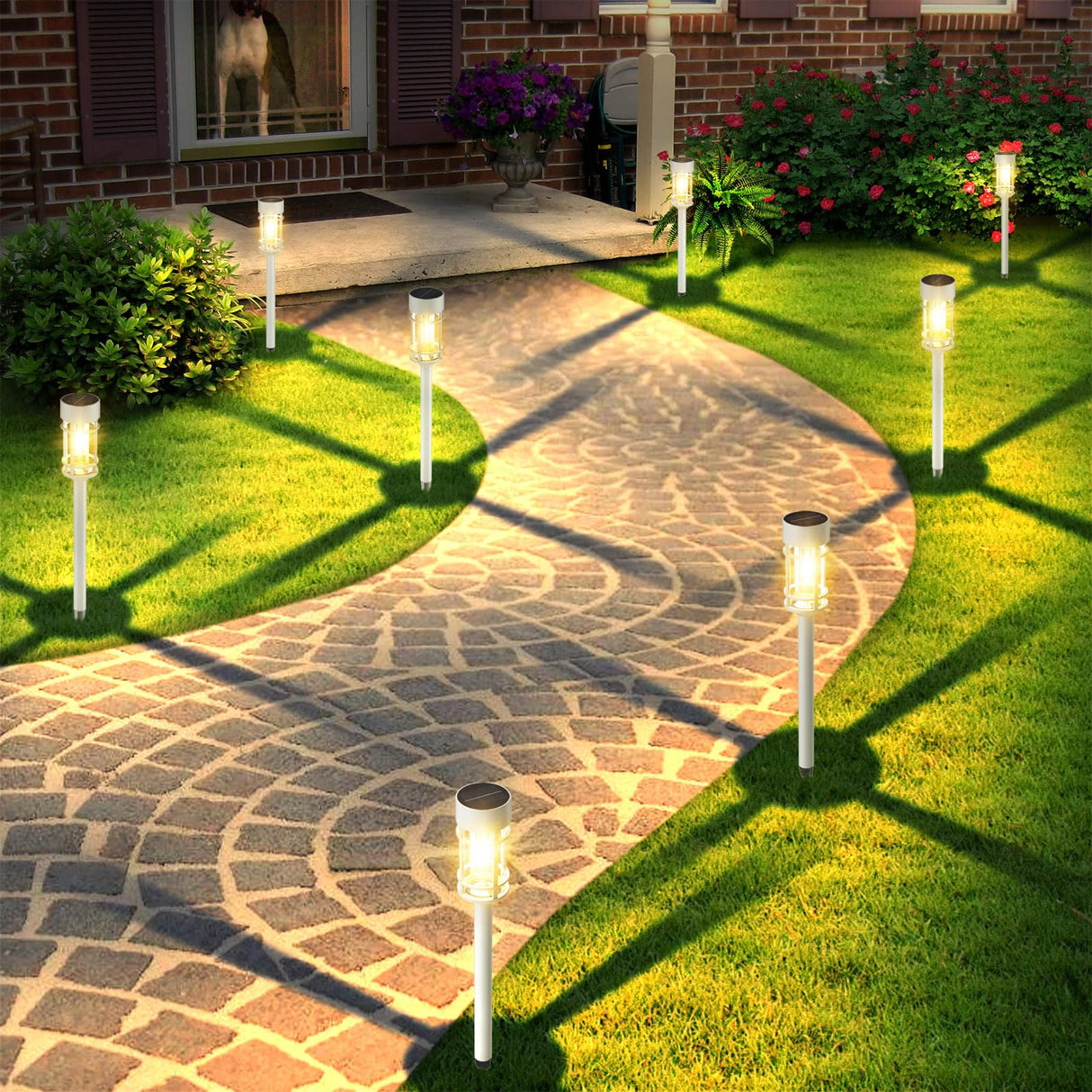 Solar Pathway Lights Outdoor Waterproof, 8 Pack LED Solar Garden Lights