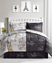 Paris Eiffel Tower Queen Comforter Set - 8 Piece Reversible Bedding