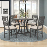 5-Piece Round Dining Table Set with Retro Chairs