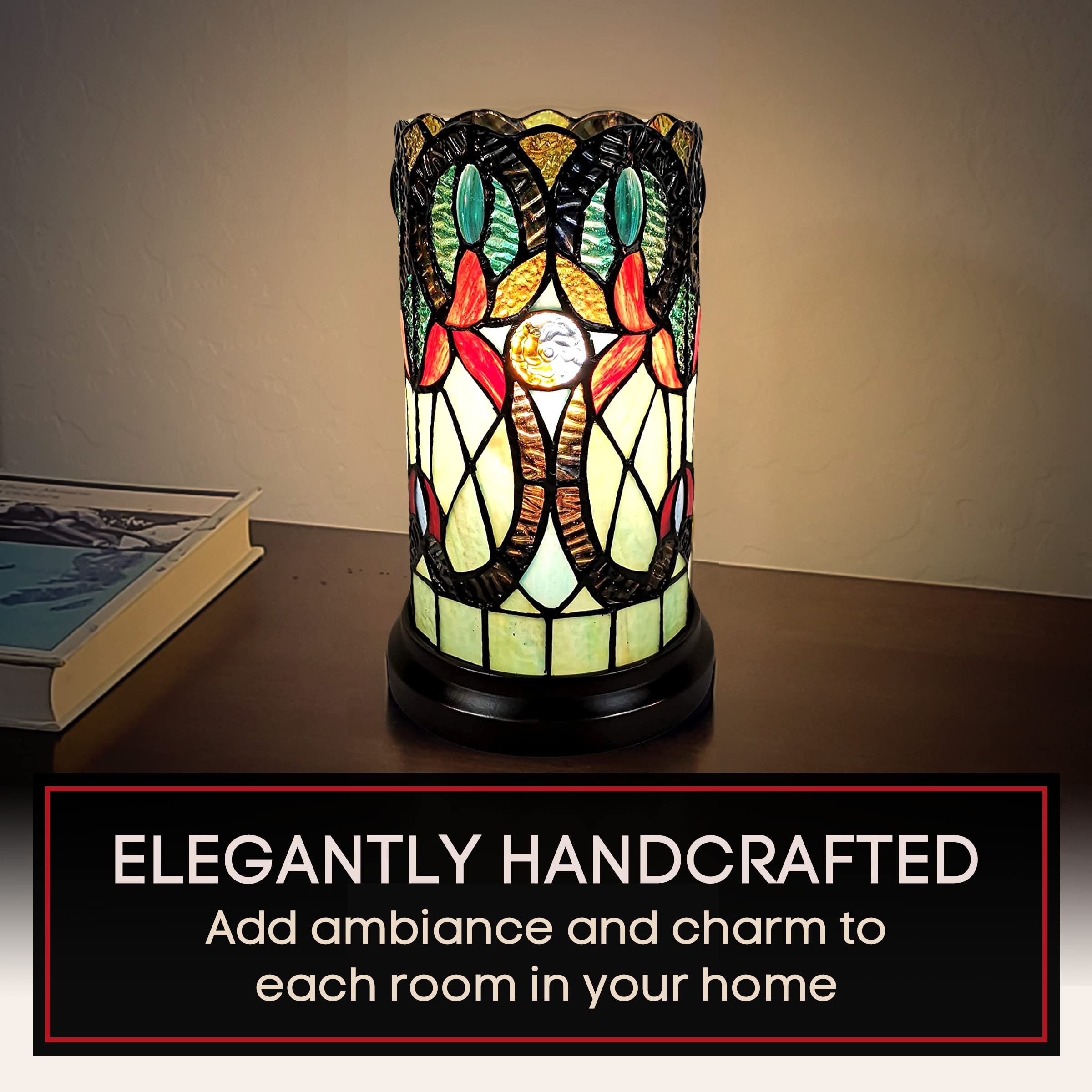 Floral Vine Decorative Desk Lamps - White Yellow Tiffany Accent Lamp