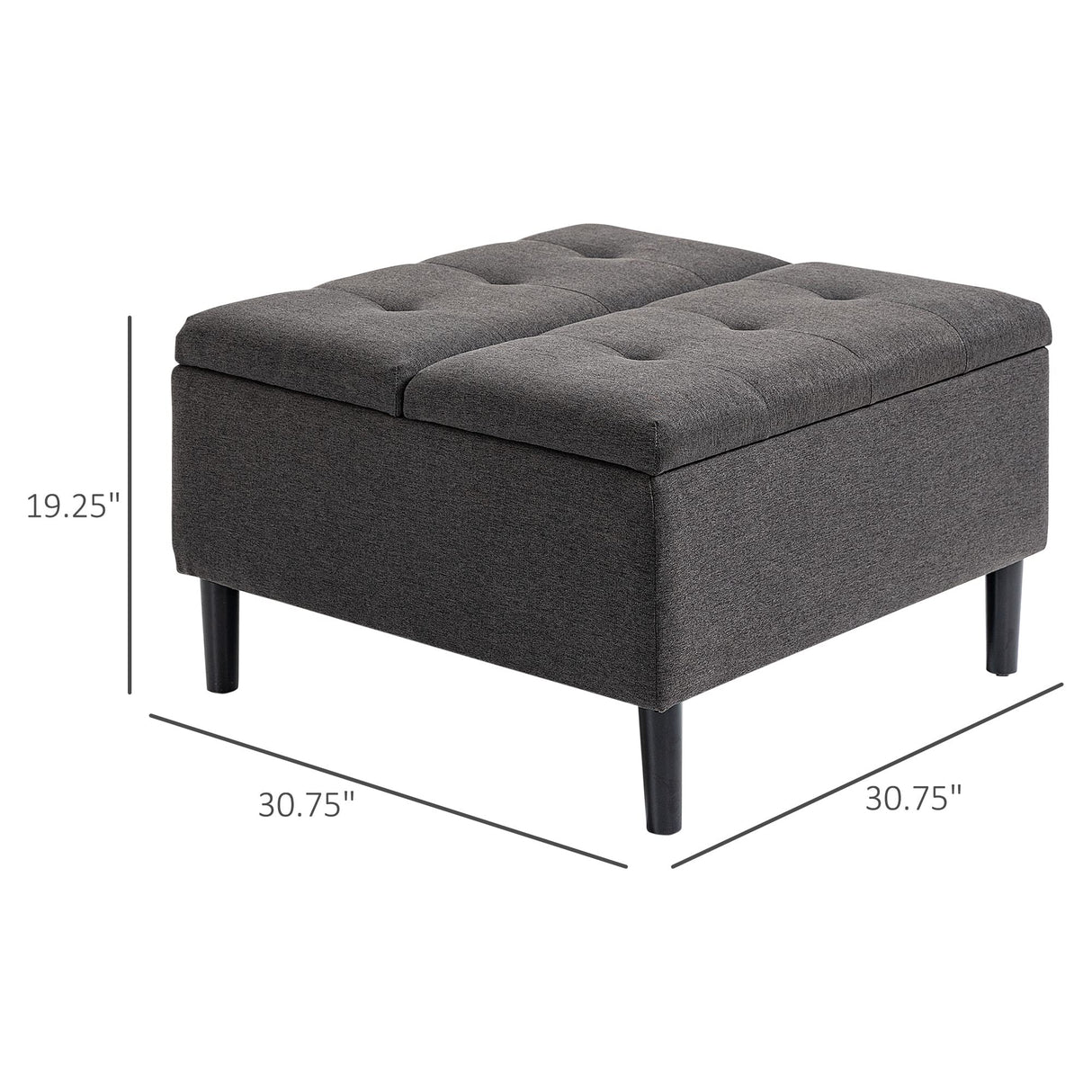 30" Square Storage Ottoman, Upholstered Ottoman Coffee Table with Lift Top