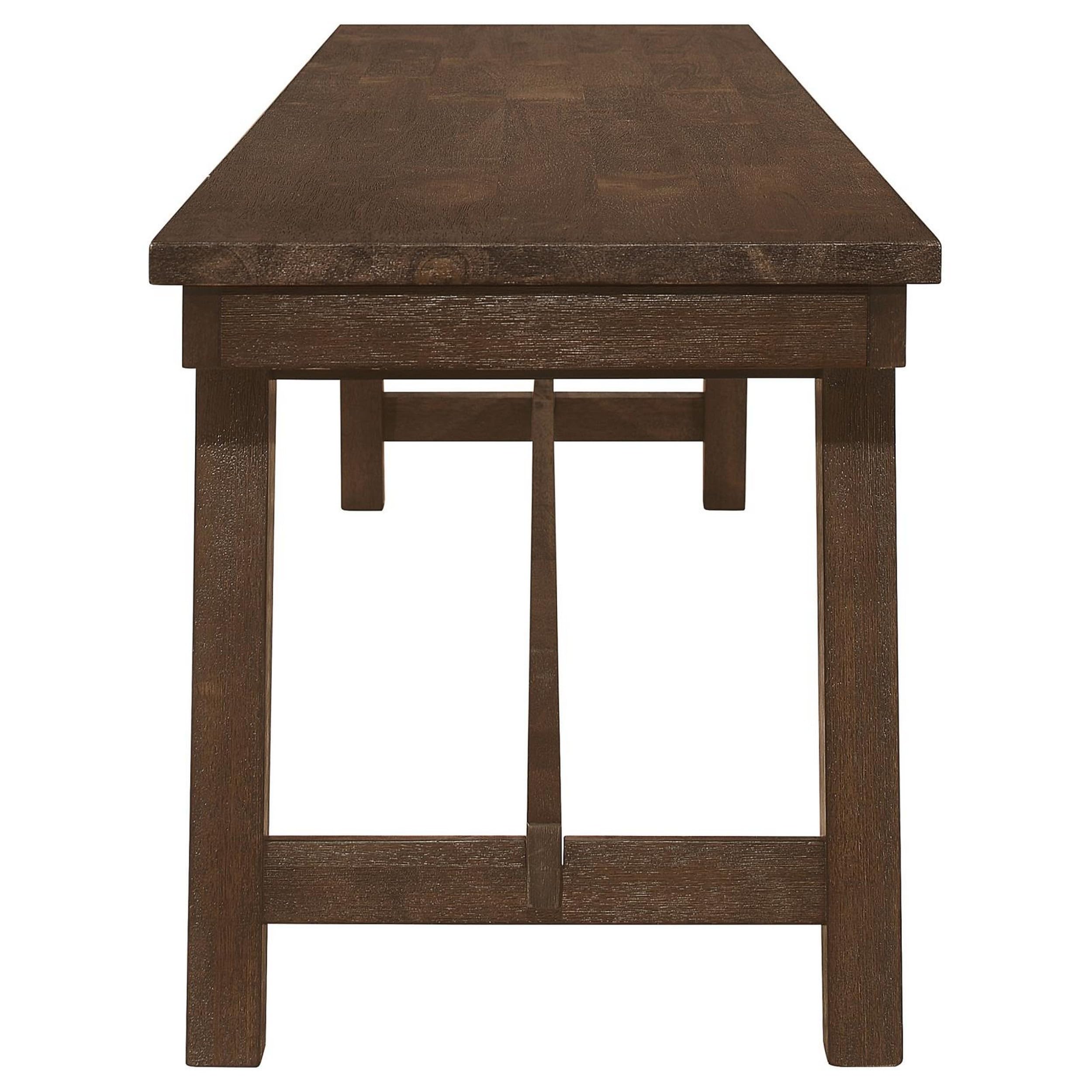 Wire Brushed Asian Hardwood Angled Block Legs Bench Brown