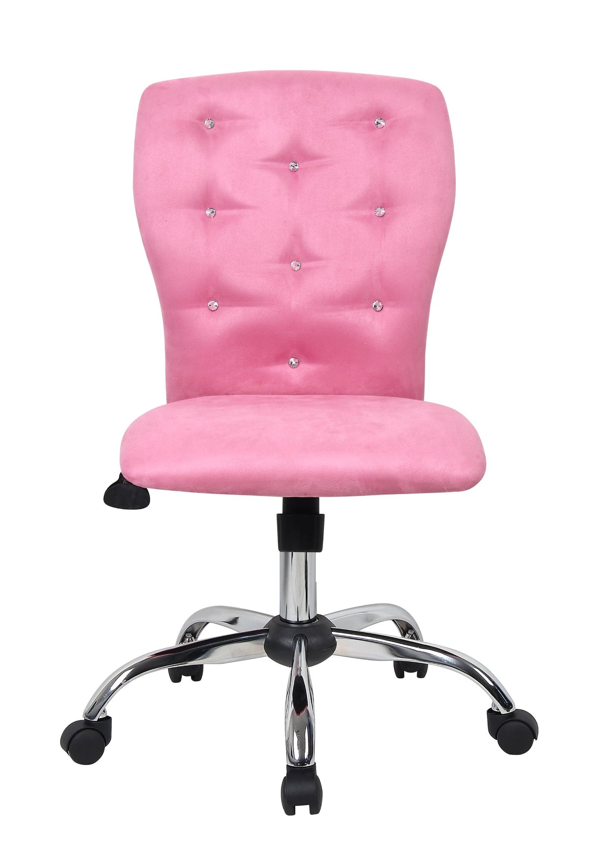 Tiffany Crystal Tufted Office Chair - Pink Microfiber
