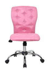 Tiffany Crystal Tufted Office Chair - Pink Microfiber