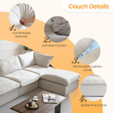 JACH U Shape Couch Sectional for Living Room, Convertible Sectional Sofa, Modern Deep Seat Cloud Couch, Modular Sectional Couch with Ottomans for Living Room, Office, Apartment (6-Seat, Beige)