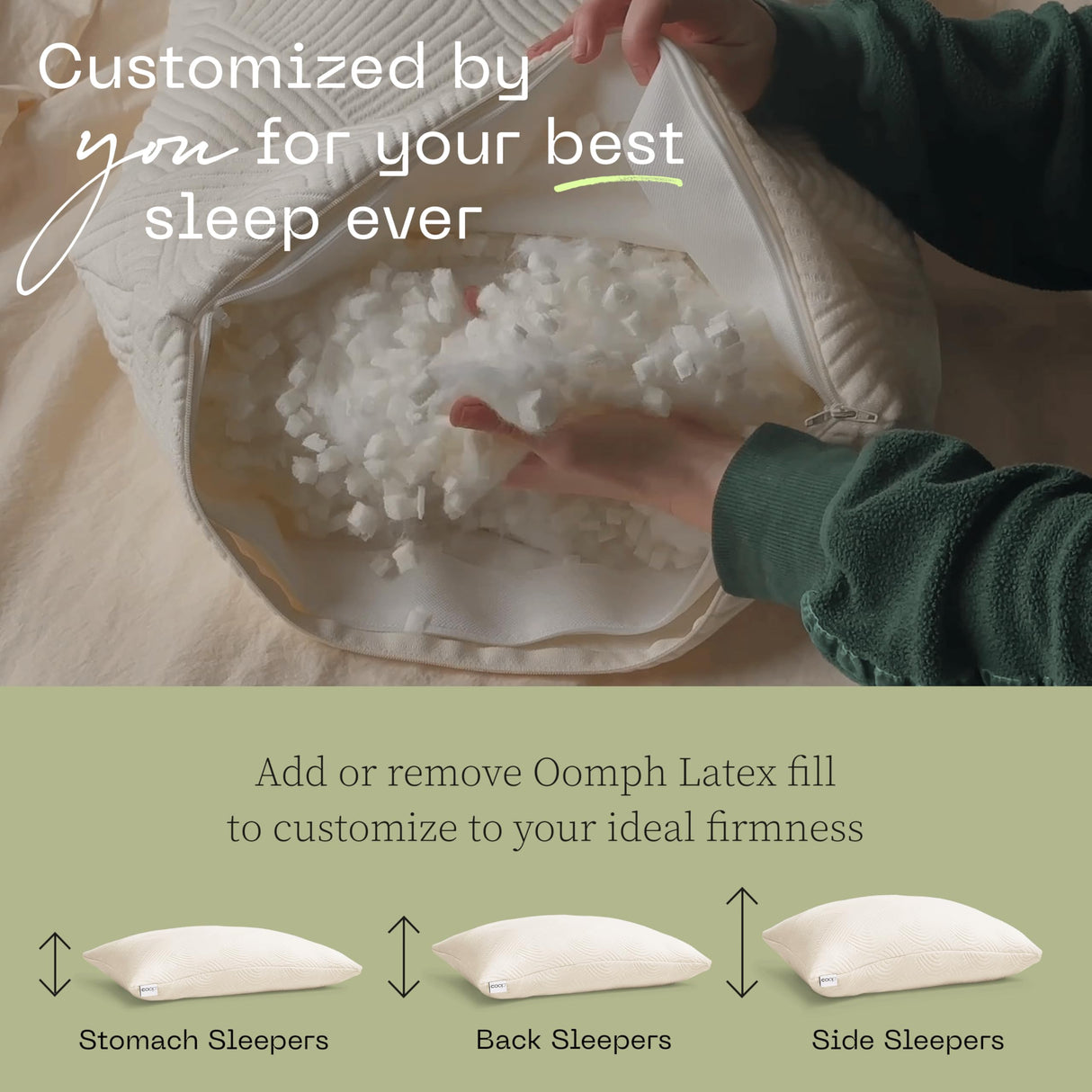 Adjustable Latex Pillow Queen, with Talalay Latex & Microfiber Fill