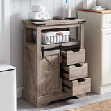 Bathroom Floor Cabinet, Farmhouse Storage Cabinet with Sliding Barn Door & Storage