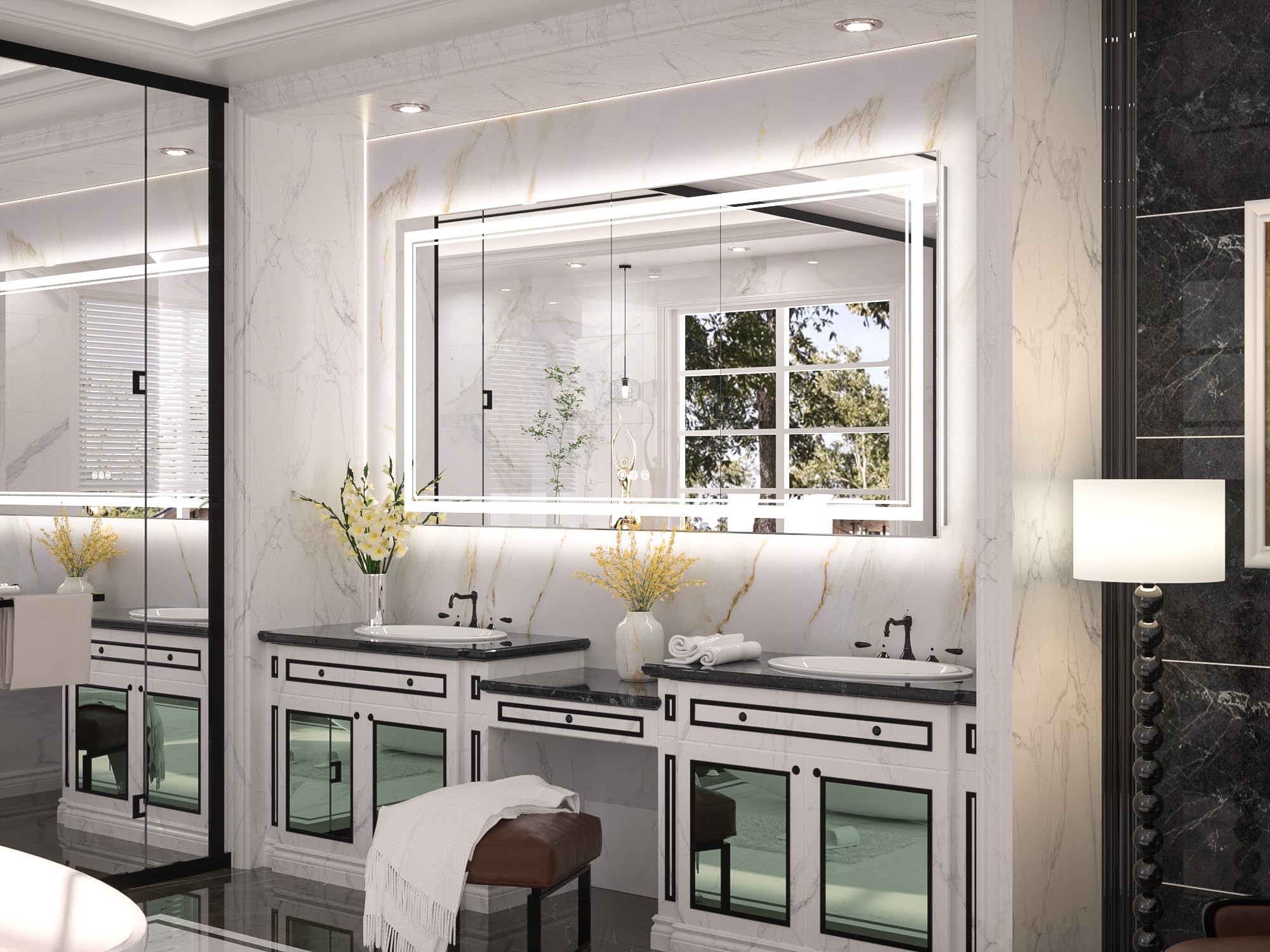 LED Bathroom Mirror with Frontlit and Backlit