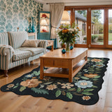 Floral Rugs for Living Room, 5x7 Area Rugs Ultra-Thin Soft Washable Rug, Non-Slip