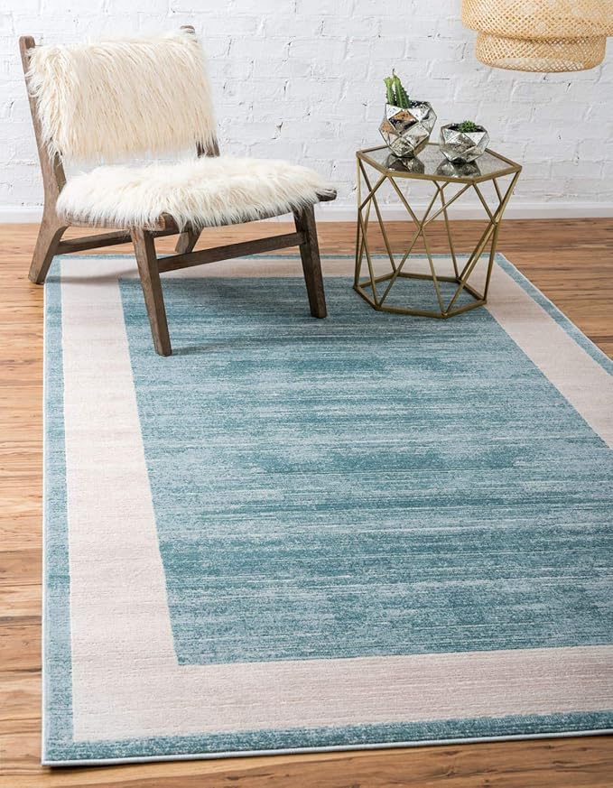 Uptown Collection Area Rug - Yorkville (8'x 10' Rectangle, Turquoise/ Ivory)