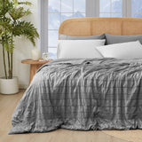 Seersucker Cooling Comforter Queen Size, Q-Max 0.4 Reversible Lightweight Cooling