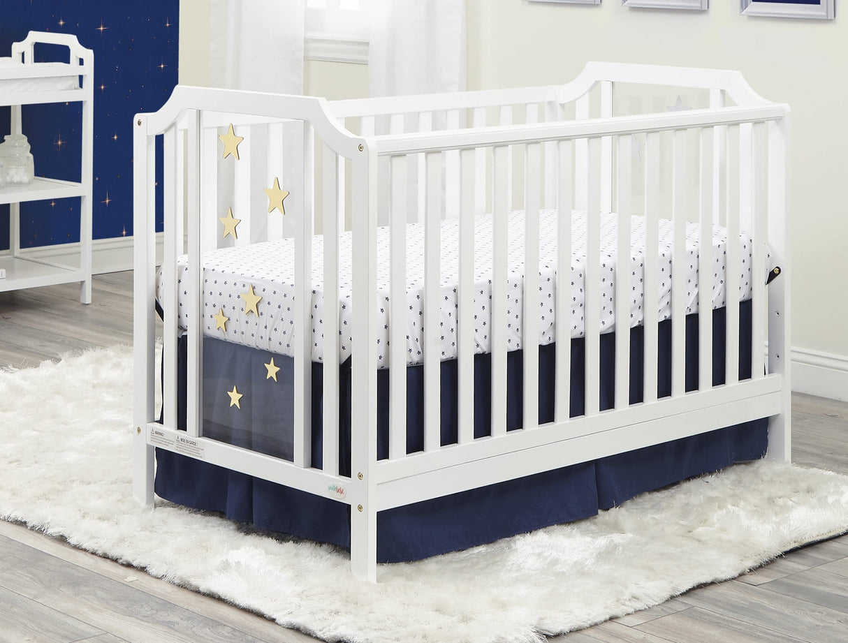 Celeste 3 in 1 Convertible Island Crib, Wood and Acrylic, White