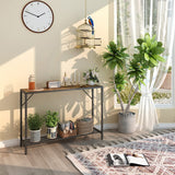 Console Table, 41.7" Industrial Entryway Table with Shelf, Narrow Sofa Table for Hallway,