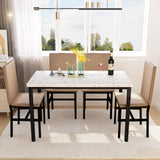 Dining Table Set for 4 with 4 PU Leather Chairs, 5-Piece Kitchen & Dining Room Sets,