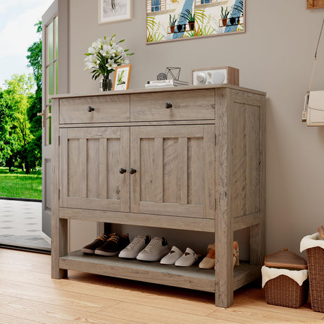 Buffet Sideboard Cabinet with Storage, 33.5''H Farmhouse Coffee Bar with 2 Cabinets and 2 Drawers,