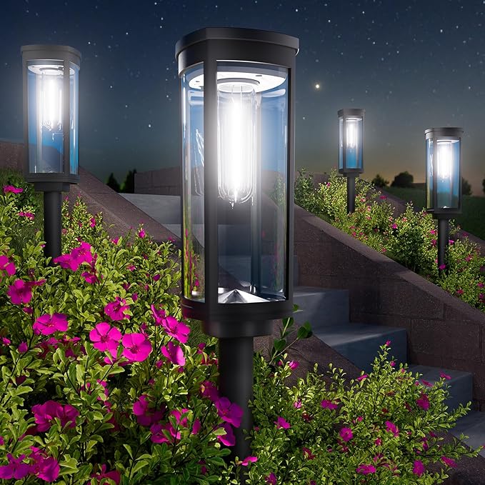 Solar Pathway Lights Outdoor, 8 Pack Solar Powered Garden Lights Waterproof IP65