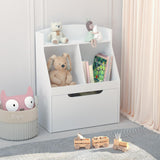Cabinet Organizer with Drawer and Wheels, Wooden Kids Bookshelf Children's Book