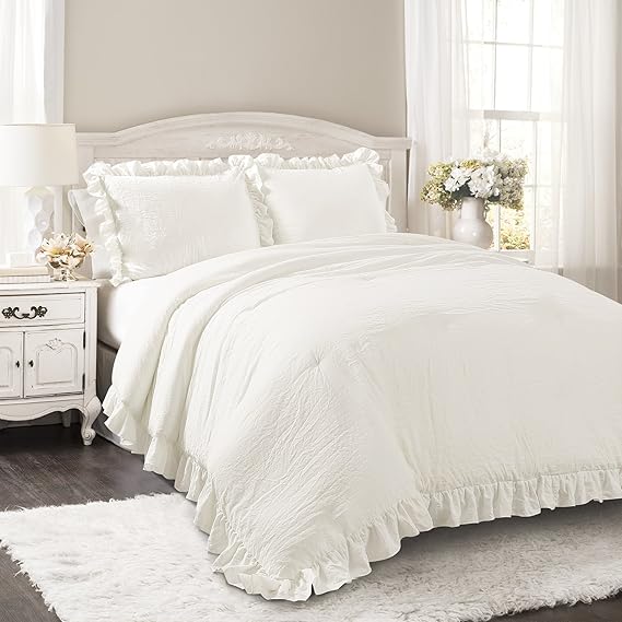 Reyna Ruffle Comforter Set - 3 Piece Cozy Ruffled Bedding - California King, Wheat