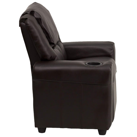 Vana LeatherSoft Kids Recliner with Cup Holder, Headrest, and Safety Recline