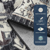 Black Living Room Rugs 8x10, Vintage Washable Grey Rug for Bedroom Dining Room,