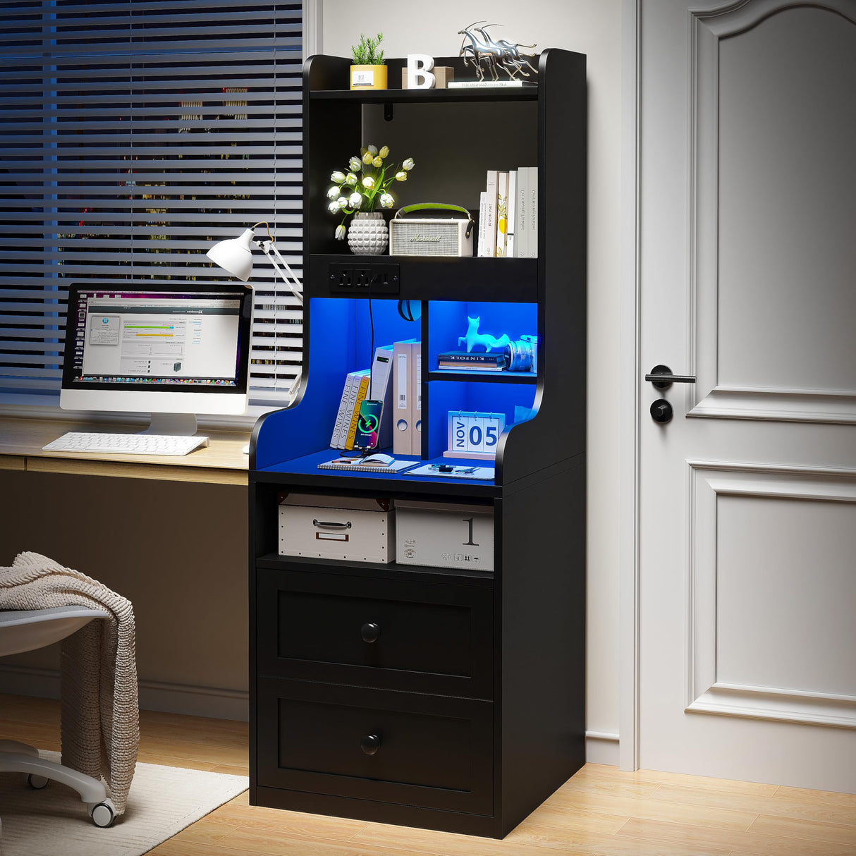 Nightstands Set of 2 with Charging Station