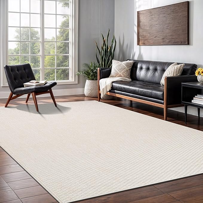 Easy Jute Rug 9x12, Indoor Outdoor Natural Color Farmhouse Area Rugs for Living Room