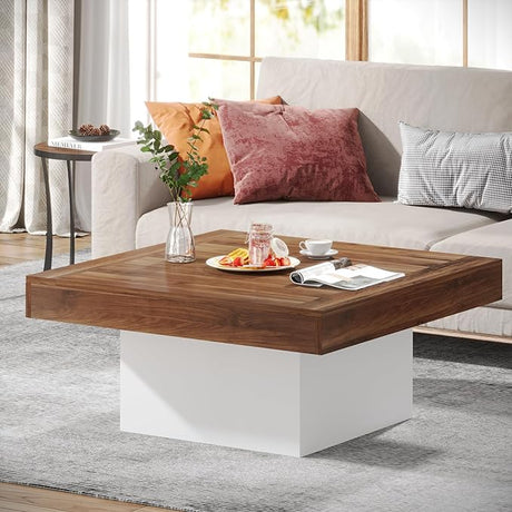 Farmhouse Coffee Table Square LED Coffee Table Engineered