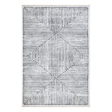 Caria Washable Non-Slip 5x7 Rug - Ivory/Black Striped Area Rug for Living Room,