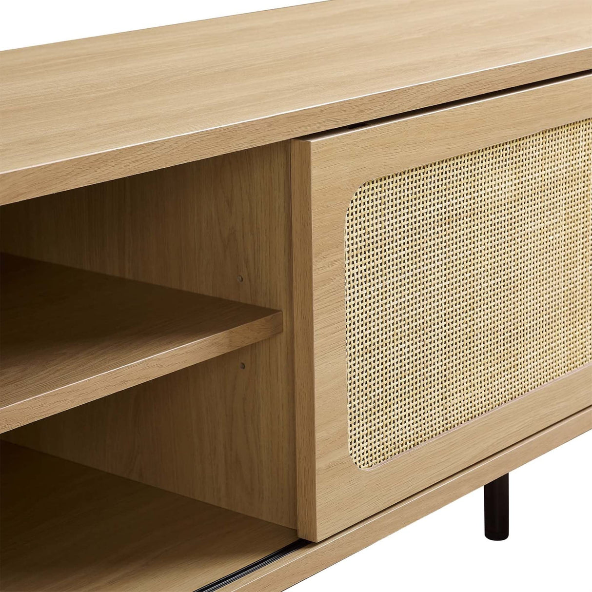 Modway Cambria Rattan and Particleboard TV Stand for TVs up to 70" in Oak