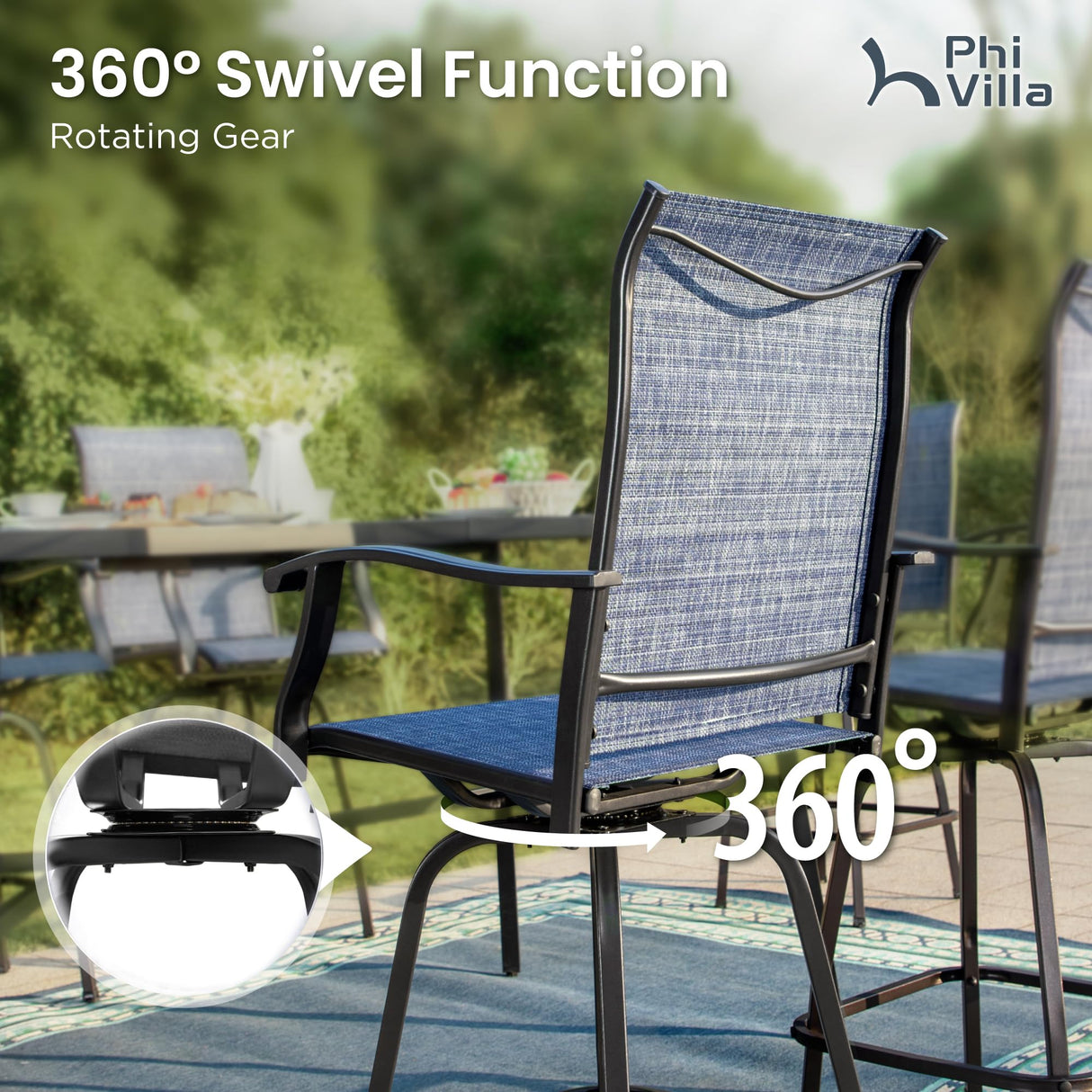 Outdoor Swivel Bar Stools Set of 2