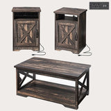 3-Piece Farmhouse Table Set includes Coffee Table& Two End Tables