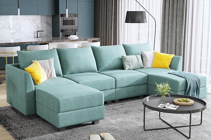 Modular Sectional Sofa U Shaped Sectional Couch with Ottomans Reversible Modular Sofa