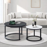 27.5 Inch Round Wood Tables 2 Pack, Small Coffee Tables for Small Spaces, Coffee Tables