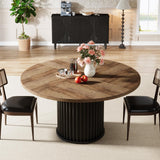 47-Inch Round Dining Table for 4-6 People - Modern Fluted Design