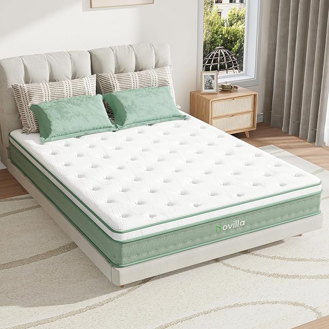 Queen Mattress, 12 Inch Hybrid Mattress, Gel Memory Foam with Individual Pocket