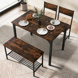 Moccha Dining Table Set for 4, Wooden Kitchen Table with with 2 Chairs