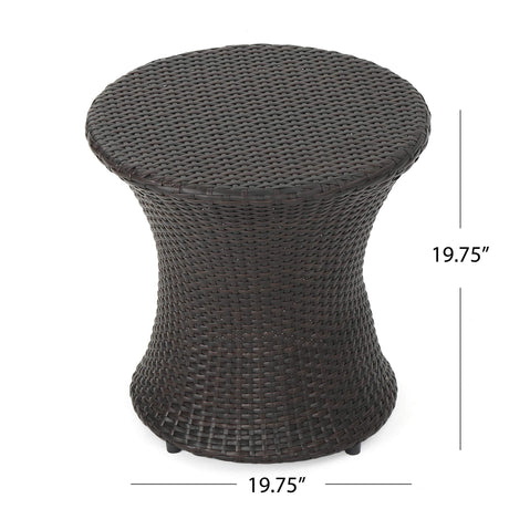 Adriana Outdoor Wicker Accent Table, Multi brown