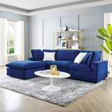 Down-Filled Overstuffed Performance Velvet 4-Piece Sectional Sofa