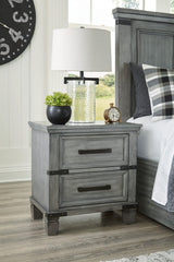 Signature Design by Ashley Russelyn Rustic 2 Smooth-Gliding Drawers Night Stand with Outlets & USB Ports, Gray