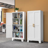 White Metal Storage Cabinet, 61" Steel File Cabinet for Home Office, Kitchen Pantry